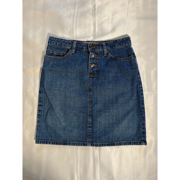 OLD NAVY Vintage Denim Blue Jean Midi Skirt Y2K 2002 Medium Wash Button Fly Sz 2 - Picture 13 of 13